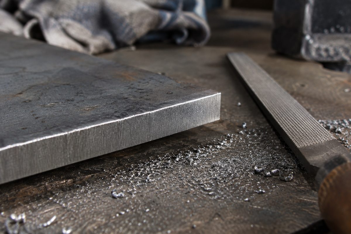 Clean deburred edge on a steel section